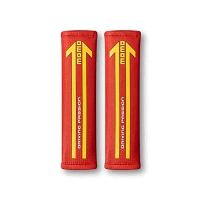 Image of MOMO SET CAR SEAT BELT SHOULDER PADS MATTE RED