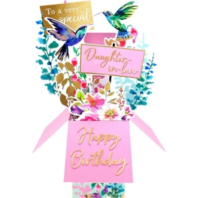 Image of Clever Cube Special Daughter in Law Birthday Blooms Galore Pop Up Greeting Card CU011.C
