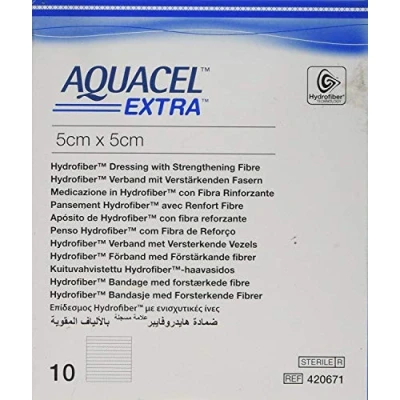 Image of Convatec 99XX0505 Aquacel Extra Dressing, 5cm x 5cm, Pack of 10