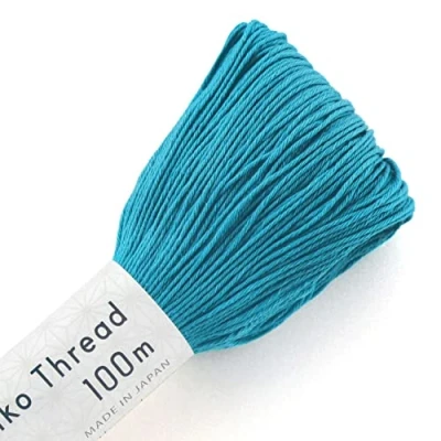 Image of Olympus Sashiko Thread 100m Skein col.112 Turquoise Blue Japanese Embroidery &amp; Quilting