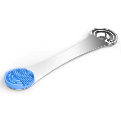 Image of Tongue Scrapers for Adults, Stainless Steel Scraper with Brush Bad Breath Treatment Metal Cleaner, 1pcs