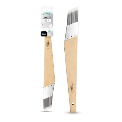 Image of Axus Decor Angled Fitch Paint Brush (Grey Series) 38mm For All Paints, Filaments, Detailed Work &amp; Touching Up, Comfortable Handle, Rust Resistant Stainless Steel, Grey