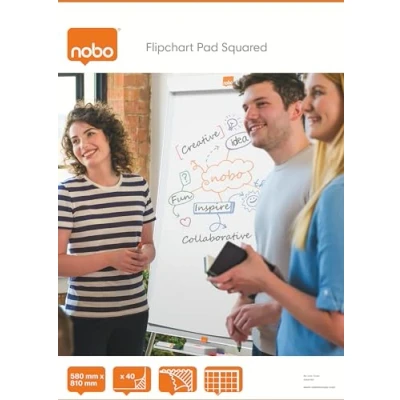 Image of Nobo 34631166 40 Page 580x810mm Squared Flipchart Pad Pack of 5