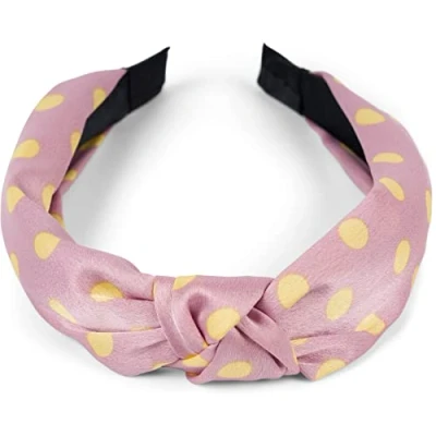 Image of styleBREAKER retro style hairband with polka dot pattern, hairband, headband, ladies, 04026015, Colour:Rose yellow