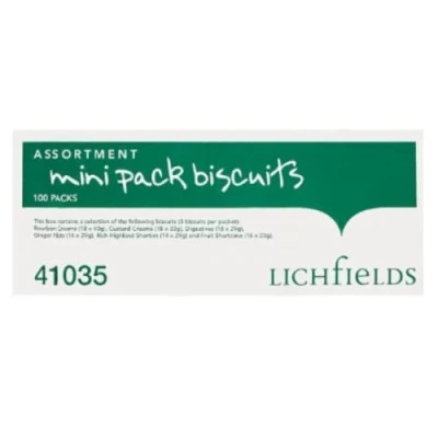 Image of Lichfields Assortment Mini Pack Biscuits 100 Packs x Case of 1