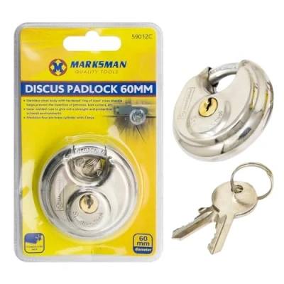 Image of 60MM DISC Stainless Steel Padlock + 2 Keys PAD Lock Round Heavy Duty Shackle New