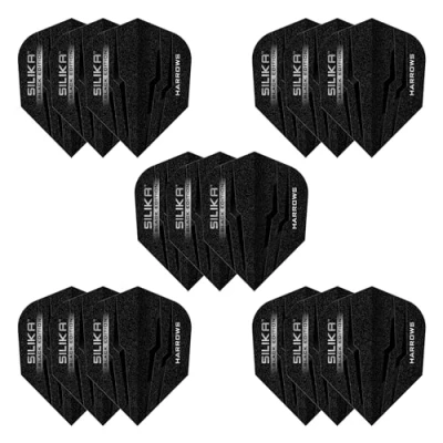 Image of Harrows SILIKA No6 Set of 5 Patented Tough Crystalline Coated Flights in Standard Shape (15 Flights) (Black Edition)