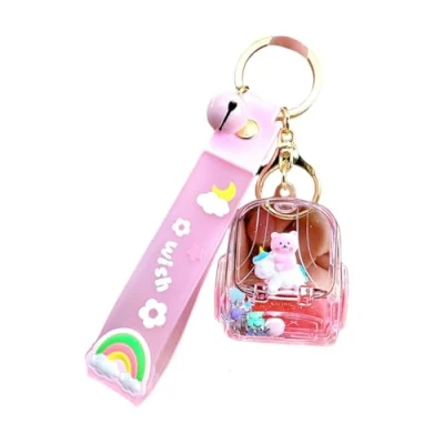 Image of BsaPP Creative Floating Unicorn Bear Keychain Cute Kawaii Liquid Quicksand Animal Keyring Car Keys Bag Pendant for Girls