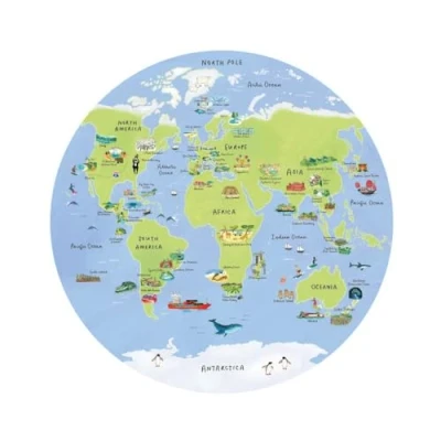 Image of Talking Tables 1000 Piece World Map Puzzle for Adults Unique Circular Jigsaw with Famous Landmarks, Travel Gifts, Present, PUZZLEWORLD