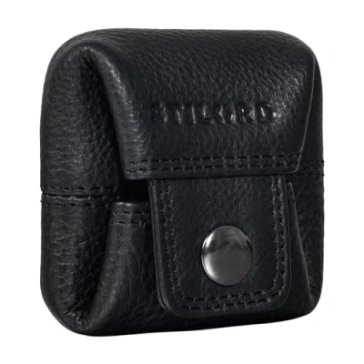 Image of STILORD &#039;Claron&#039; Mini Coin Pouch Leather Purse Small Vintage Wallet Slim for Change Men Women Genuine Cow Hide in Gift Box, Colour:Black