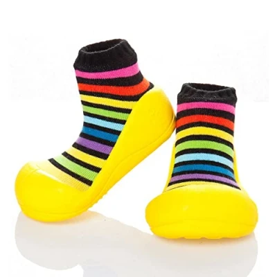 Image of Attipas Rainbow Yellow Size M Barefoot Kids Shoes Stylish Non Slip Prewalkers