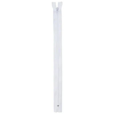 Image of Trimz 30cm ( 12inch) White one Way end Stop Zip with 4mm Teeth 10Pcs, Polyester, 30 cm