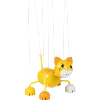 Image of Goki 51478 Puppet Cat Fully Movable Promotes Fine Motor Skills and Concentration, Marionette for Children