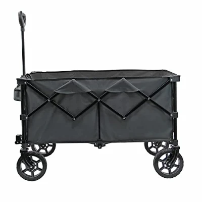 Image of Grey Folding Wagon 171 Litres Folds Compact, Festival Trolley Cart, Collapsible with Wheels