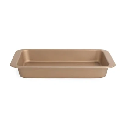 Image of Russell Hobbs RH01689GEU7 Opulence Baking Tray Non Stick Oven Roasting Tray, Easy Clean, For Sunday Roasts, Meat, Traybakes &amp; Vegetables, PFOA Free, Carbon Steel, Strong and Durable, Gold, 36 cm