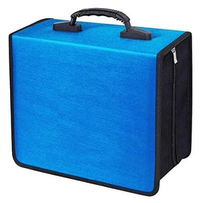 Image of Siveit CD/DVD Binder, CD DVD Case Holder Binder 400 Capacity Wallet Storage Booklet Album Box (White Blue)