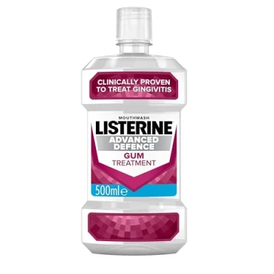 Image of Listerine Advanced Defence Gum Treatment Mouthwash (500ml), Clinically Proven to Treat Disease for Healthier Gums in as Little Two Weeks, Repels Plaque Germs and Prevent Gingivitis from Recurring