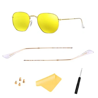 Image of HiCycle2 Replacement Temple Arm,Temple Tips for Ray ban RB3447 RB3547N RB3548N RB3647N same structure opticseyeglasse/sunglasse,with 4 Screws,1 Screwdriver (Golden)