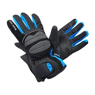 Image of Black Crevice Adult Ski Gloves, Black/Blue, L