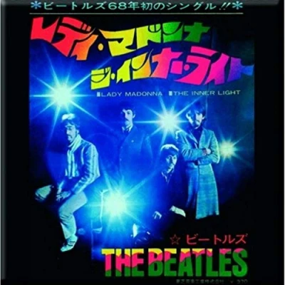 Image of The Beatles Square Metal Fridge Magnet Lady Madonna/The Inner Light Official