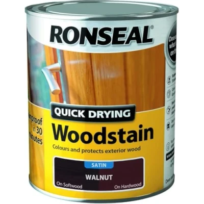 Image of Ronseal 750ml Woodstain Quick Dry Satin (Walnut)