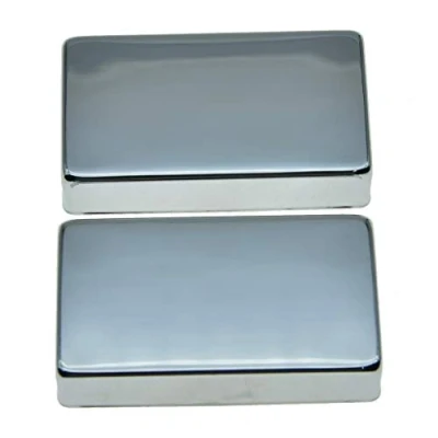 Image of KAISH Set of 2 Sealed Humbucker Guitar Pickup Covers Brass Cover No Holes Chrome