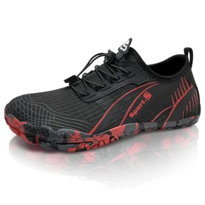 Image of Barefoot Shoes Mens Women Water Trail Running Beach Trainers for Gym Swim Snorkeling Surfing(A Black, 6.5UK)
