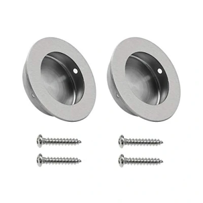 Image of Create idea 2Pcs Round Recessed Handles Brushed 304 Stainless Steel Circular Flush Pull Hidden Cabinet Sliding Door Knobs with Screws 50x40x12mm