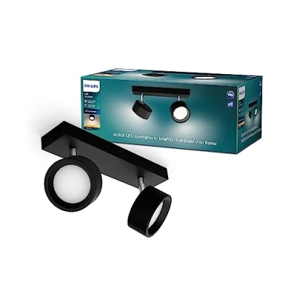 Image of PHILIPS LED Bracia Spot 2x5.5W Warm White 2700k [5.5W Black] for Indoor Home Lighting, Living Room, Study, Office