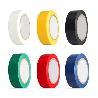 Image of G4GADGET 6 Rolls PVC Electrical Insulation Tape, 2.7m x 18mm, Multi Colour Pack Waterproof, UV Resistant