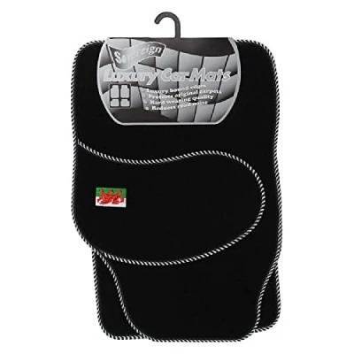 Image of JVL Cymru welsh dragon carpet quality heavy duty 4 piece universal car mat set