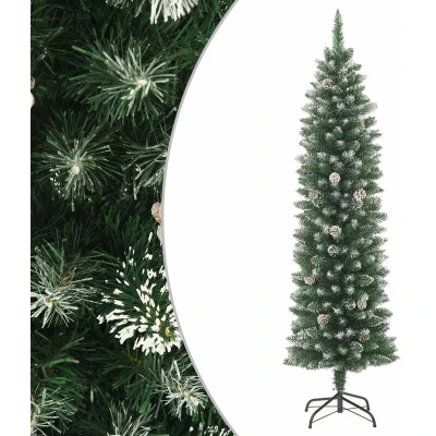 Image of vidaXL Artificial Slim Christmas Tree with Stand 210 cm PVC
