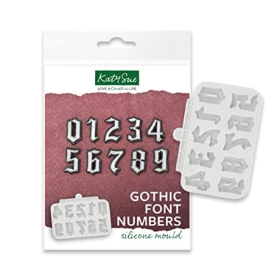 Image of Katy Sue Gothic Font Numbers Silicone Mould for Cake Decorating &amp; Crafts