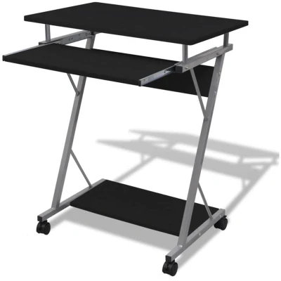 Image of vidaXL Compact Computer Desk with Pull out Keyboard Tray Black