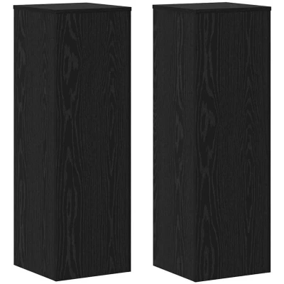 Image of vidaXL Plant Stands 2 pcs Black Oak 33x33x100 cm Engineered Wood