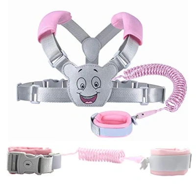 Image of SMBOX Baby Reins Walking Backpack Harness for Toddlers, Kids, Children 3 in 1, Anti Lost Safety Wrist Cuff with Lock + 1.5m Bungee Straps Link