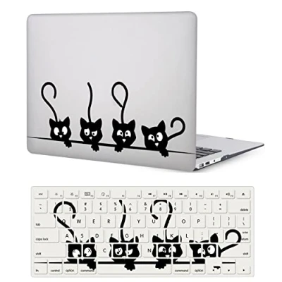 Image of Hard Cover Compatible with New MacBook Air 13 inch Retina Display &amp; Touch ID 2020 2019 2018 Release Model A1932 A2179 A2337 M1, Laptop Shell Case Keyboard Cover, funny cat
