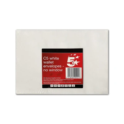 Image of 5 Star C5 Envelopes Pocket Peel and Seal 80gsm White Pack of 25 FS600401