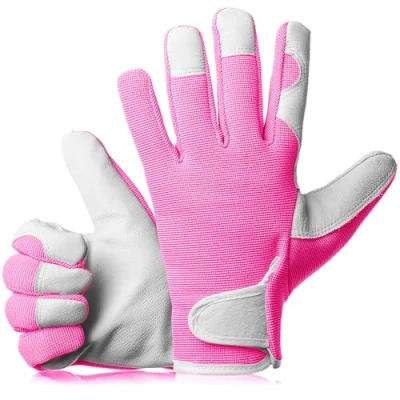 Image of GardenersDream Premium Leather Gardening Gloves for Women &amp; Men Breathable, Thorn Proof Waterproof Work Comfortable Slim Fit Garden Tools (Medium, Electric Pink)