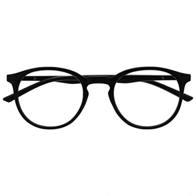Image of OPULIZE Met Reading Glasses Slim Round Frame Scratch Resistant Spring Hinges Black Mens Womens R60 1 +3.50