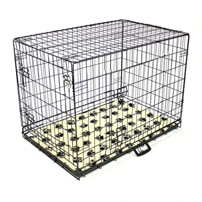 Image of Cozy Pet Dog Cage 36&quot; Black With Tailored Vet Bedding Metal Tray Folding Puppy Crate Cat Carrier Crate. (We do not ship to Channel Islands or IOW.)