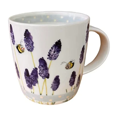 Image of Alex Clark Lavender Bees Mug Wildflowers Bee Original Artwork Cup for Nature Lovers Gift Ideas Perfect Coffee &amp; Tea Vegan Friendly Designed in The UK...