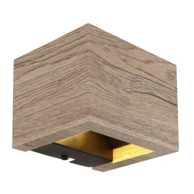 Image of Alina Up &amp; Down Wall Lamp Wood Look Dark LED 3000K