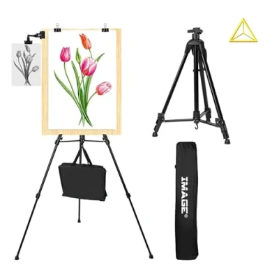 Image of IMAGE Artist Easels Aluminum Tripod for Painting 53 168cm Adjustable Stable Drawing Advertising Display Stand with Black Carring Bag