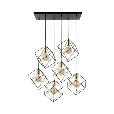Image of Alambre Cluster Pendant Ceiling Light Black, Gold 6xE27