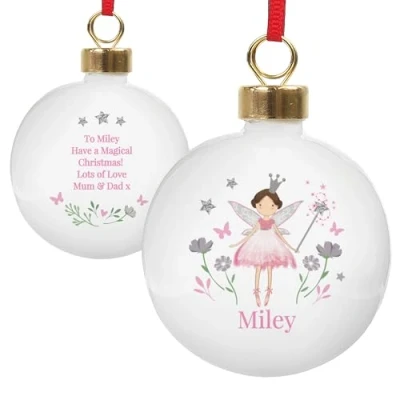 Image of Fairy Princess Bauble. Personalised Christmas Tree Decoration
