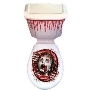 Image of HORROR TOILET DECORATION BLOODY ZOMBIE LADY