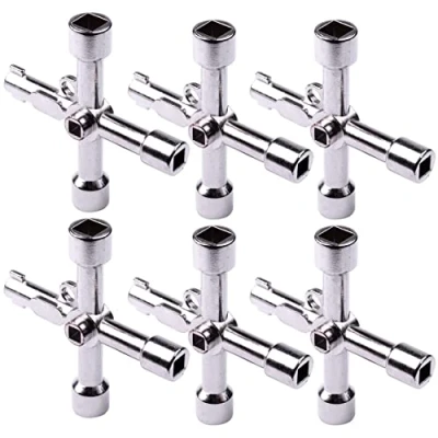 Image of ATOPLEE Electrical Cabinet Key,6pcs 4 Way Utilities Key, Triangle/Square/Cross Panel Key for Faucet,Gas Meter,Valve,Spigots,Electrical Opening