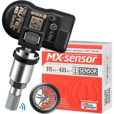 Image of Autel TPMS Sensor MX Sensor, 315MHz + 433MHz Dual Frequency Tire Replacement for All Cars, Same as OE 100% Cloneable Pressure Monitor System (Metal Valve, Press in, 1PCS)