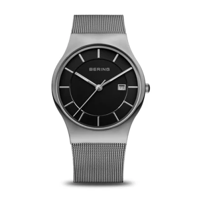Image of BERING Men Analog Quartz Classic Collection Watch with stainless steel Strap and Sapphire Crystal 11938 007, Grey/Grey, 38 mm